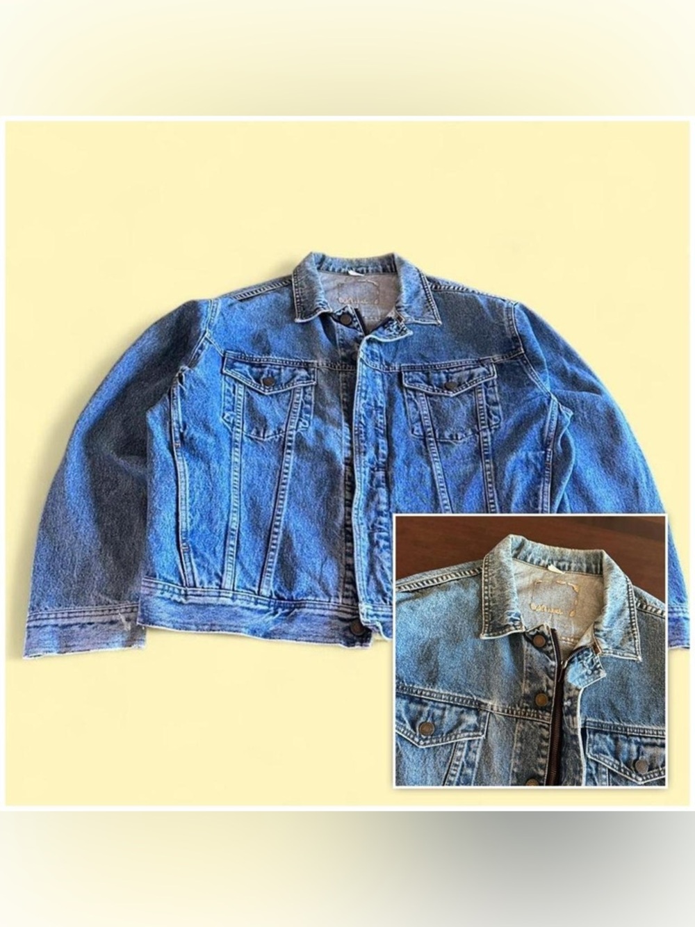 Vintage GAP Denim Jacket Light Blue Wash Zip Button Faded Men’s M